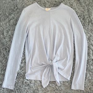 Francescas Light Blue Long Sleeve Top w Front Tie